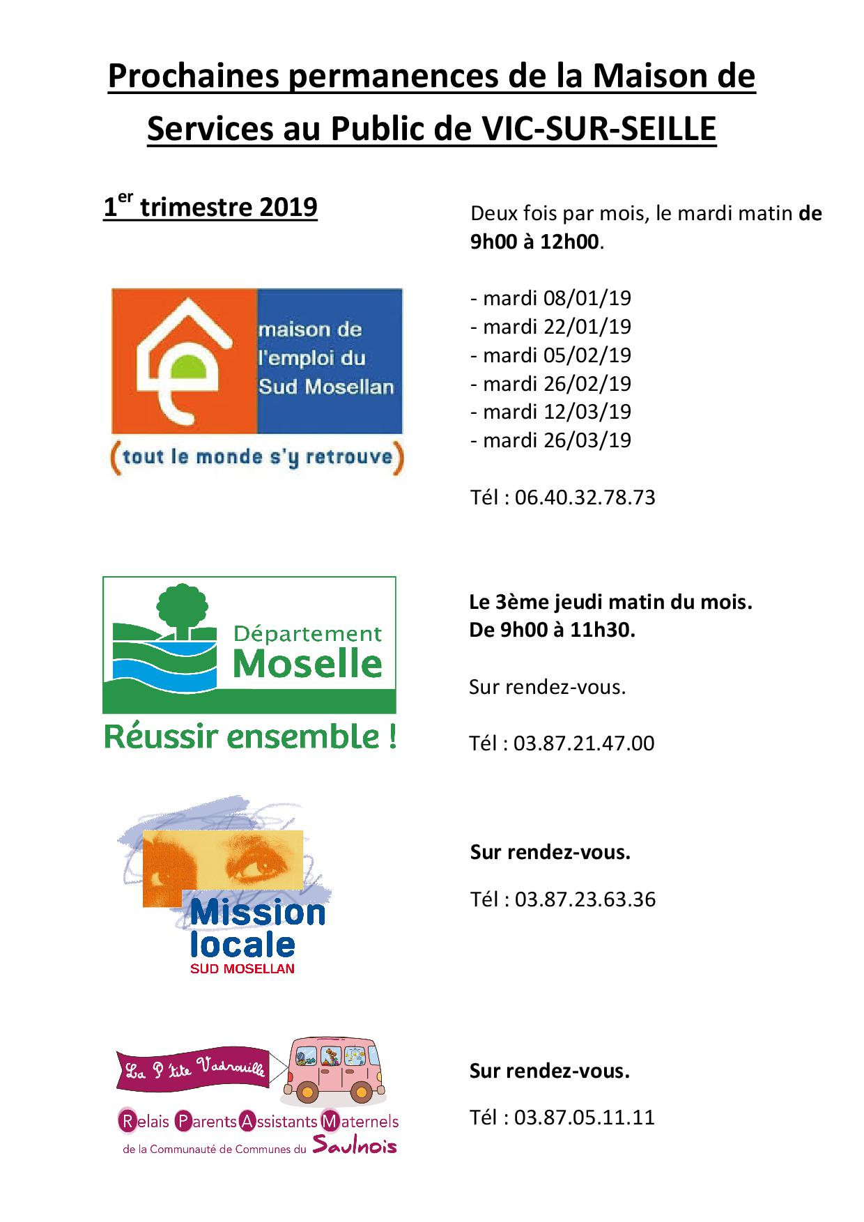 Affichette prochaines permanences MSAP 1er trim 2019